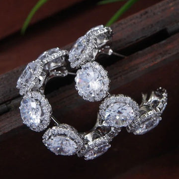 Silver-Plated Cubic Zirconia Embellished Hoop Earrings