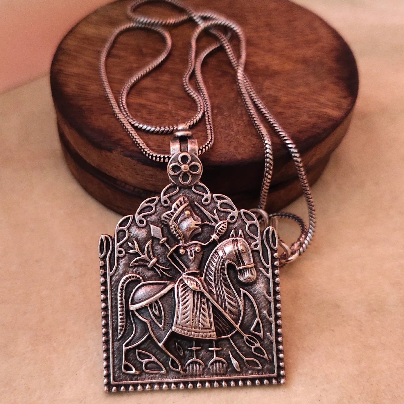 Silver-Plated Saint Baba Ramdev Pir Pendant Necklace