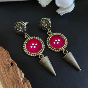 Silver-Replica Handpainted Designer Dangler Earrings
