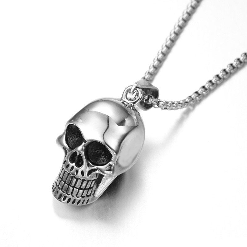 Silver-Tone Skull Pendant Necklace