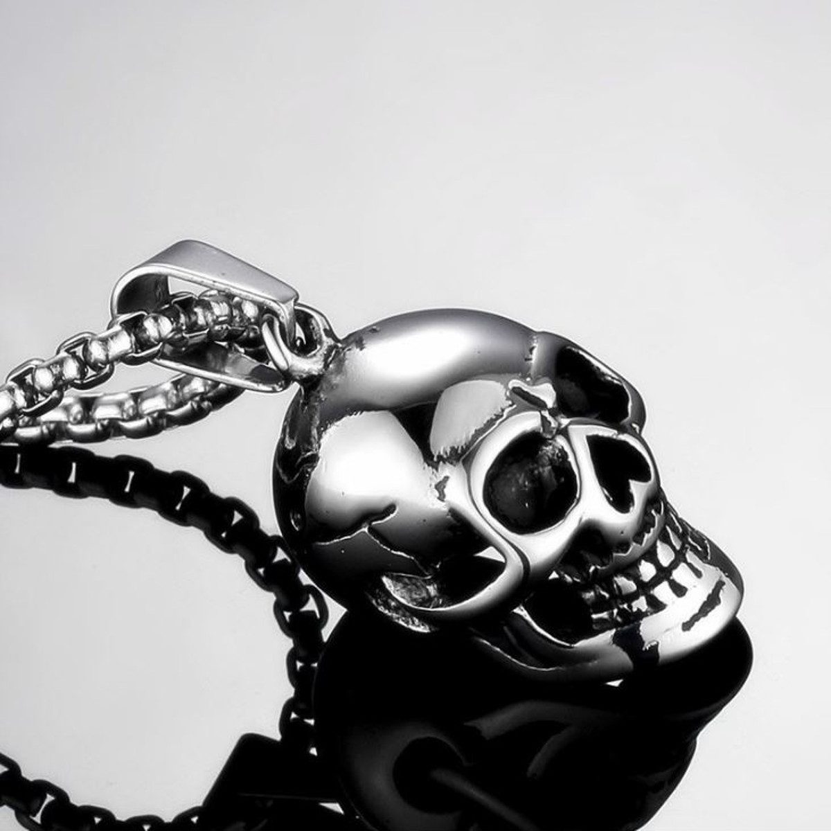 Silver-Tone Skull Pendant Necklace