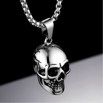 Silver-Tone Skull Pendant Necklace
