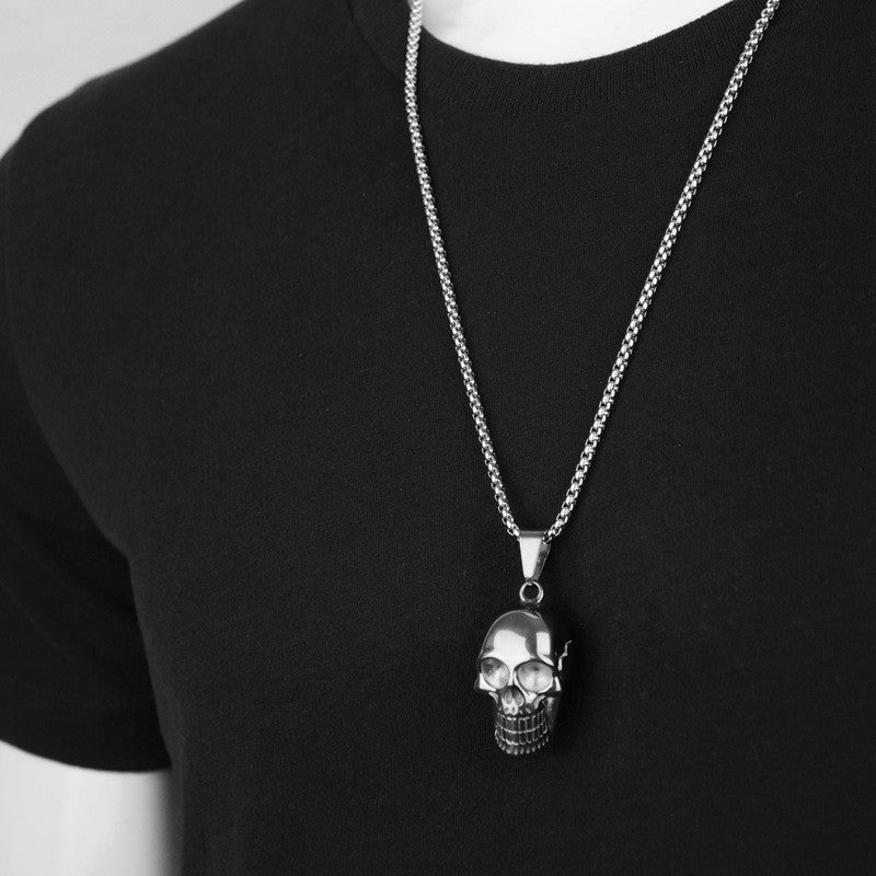 Silver-Tone Skull Pendant Necklace