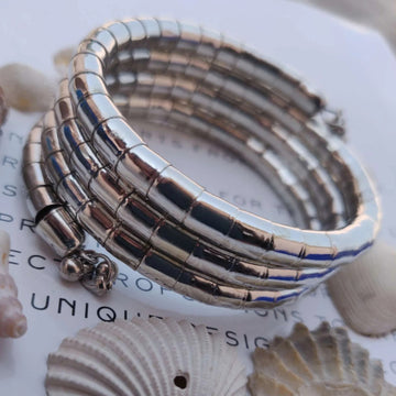 Silver-Toned Lightweight Adjustable Spiral Bangle