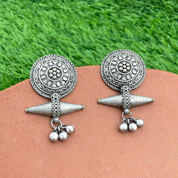 Silver Oxidised Antique Look Dangle Earrings