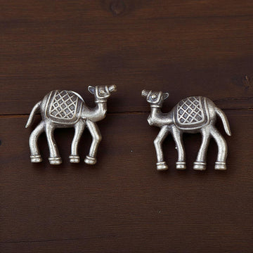 Silver Oxidised Camel Design Antique Brass Stud Earrings