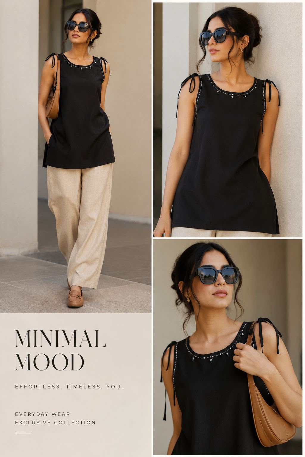 Solid Black Dhabu Cotton Short Kurti