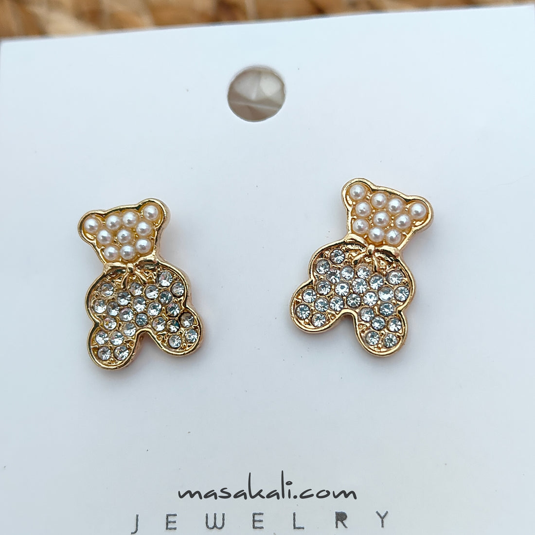 Teddy Bear Stud Earrings, Korean Jewellery