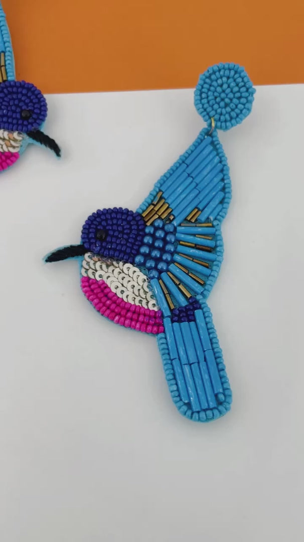 Masakali Hummingbird Beaded Handmade Quirky Earrings